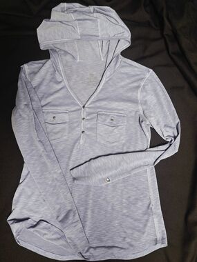 Light Blue Hooded Pullover with Chest Pockets